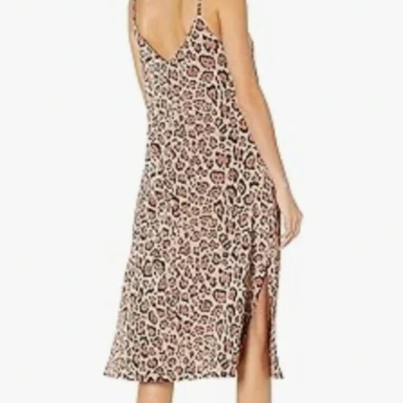 The Drop Women's Ana Silky V-Neck Midi Slip Dress, Leopard Print-Small - Picture 2 of 4